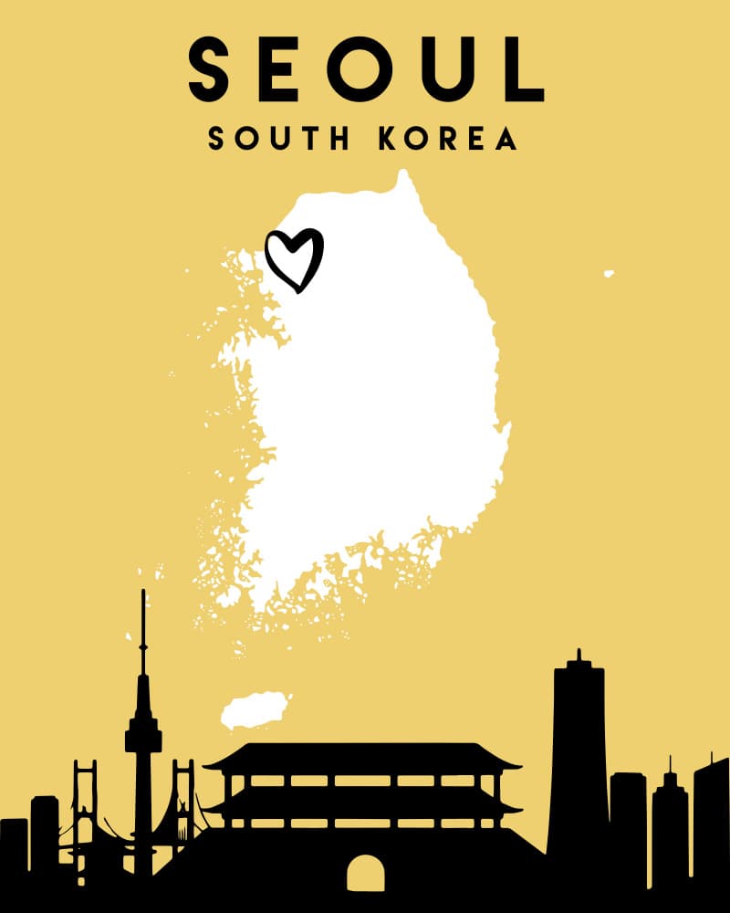 Seoul Korea Love Map by Emiliano Deificus — canvas wall art