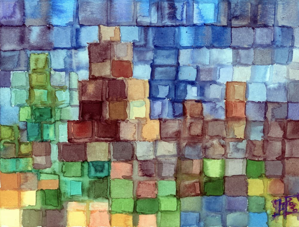 Geometric City Landscape by Tim Hoinkis — canvas wall art