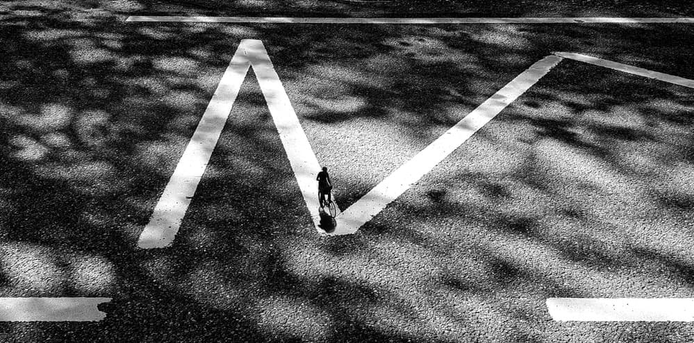 Man on Geometric Path by Huib Limberg — canvas wall art