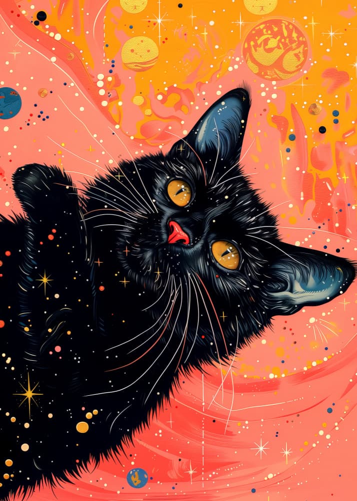 Whimsical Galaxy Cat by Justyna Jaszke — canvas wall art