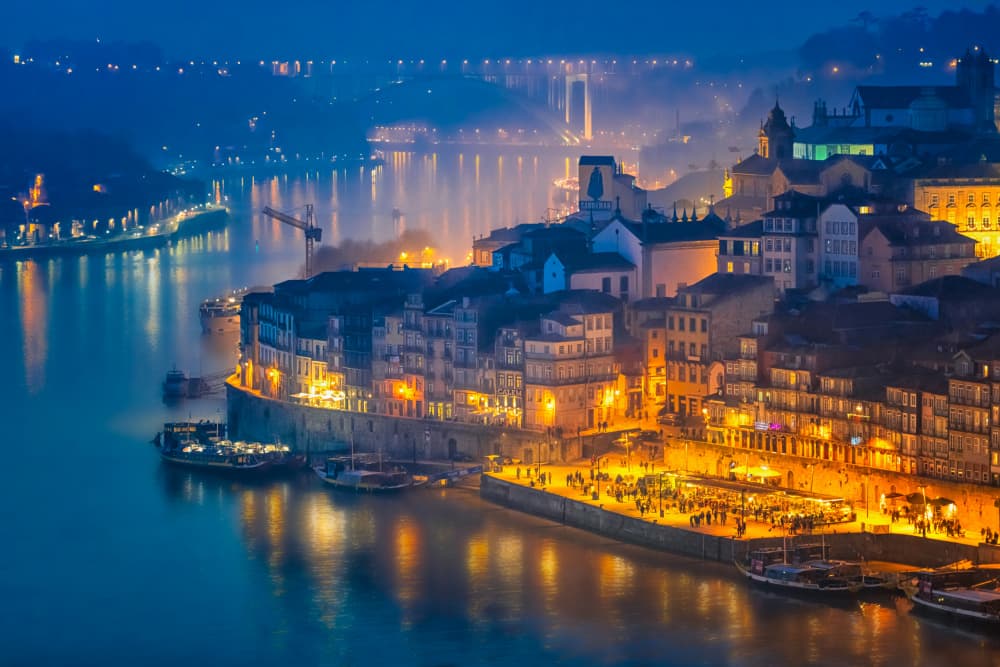 Porto City Lights by Jianping Yang — canvas wall art