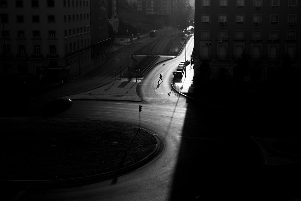 Lone Figure Morning Light by Paulo Jorge — canvas wall art