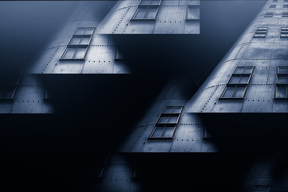 Dark Blue Industrial Windows by Stefan Kierek — canvas wall art