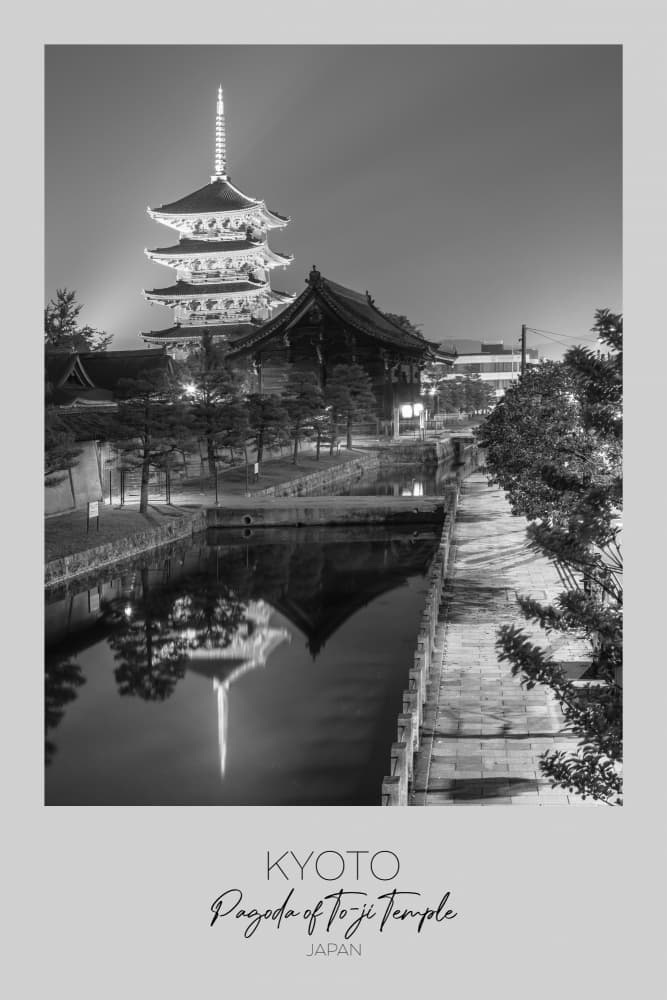 Kyoto Toji Pagoda Night by Melanie Viola — canvas wall art