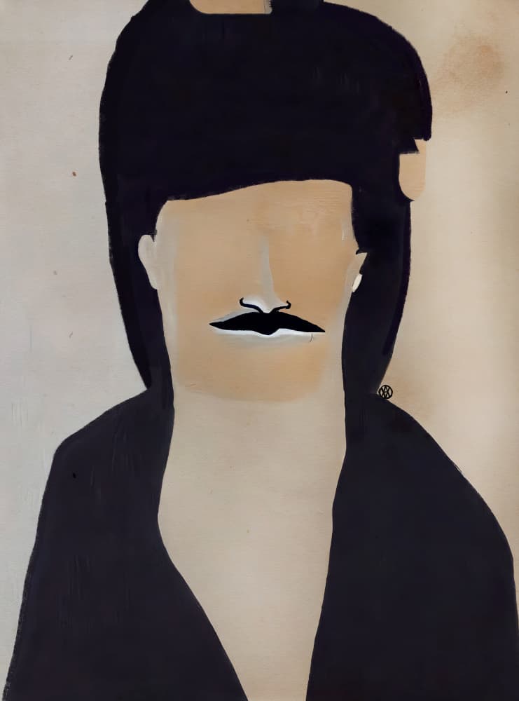 Abstract Man with Mustache by André Viana — canvas wall art