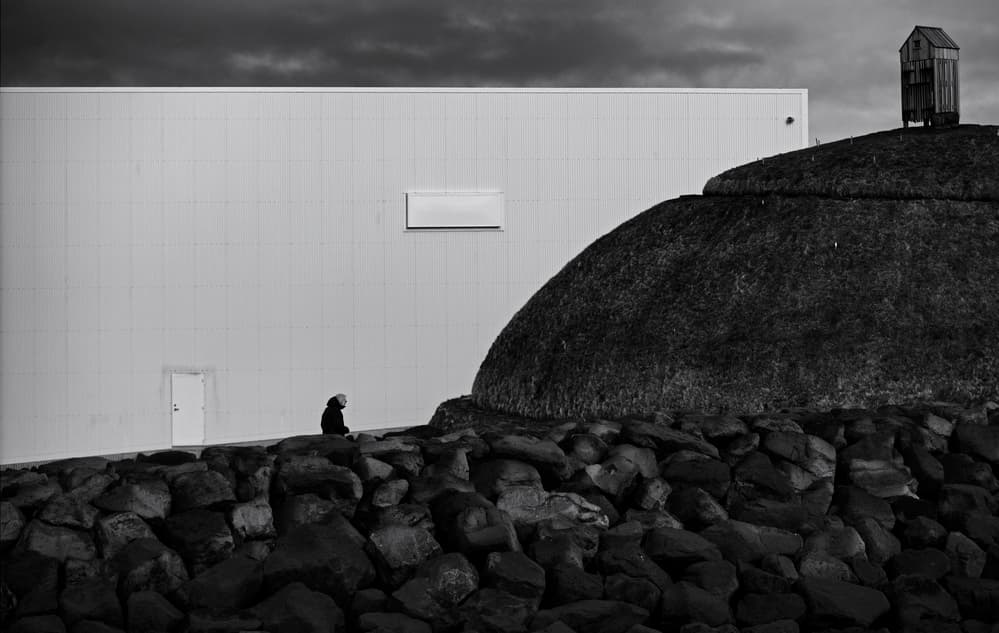 Lonely Figure White Wall by Julien Oncete — canvas wall art