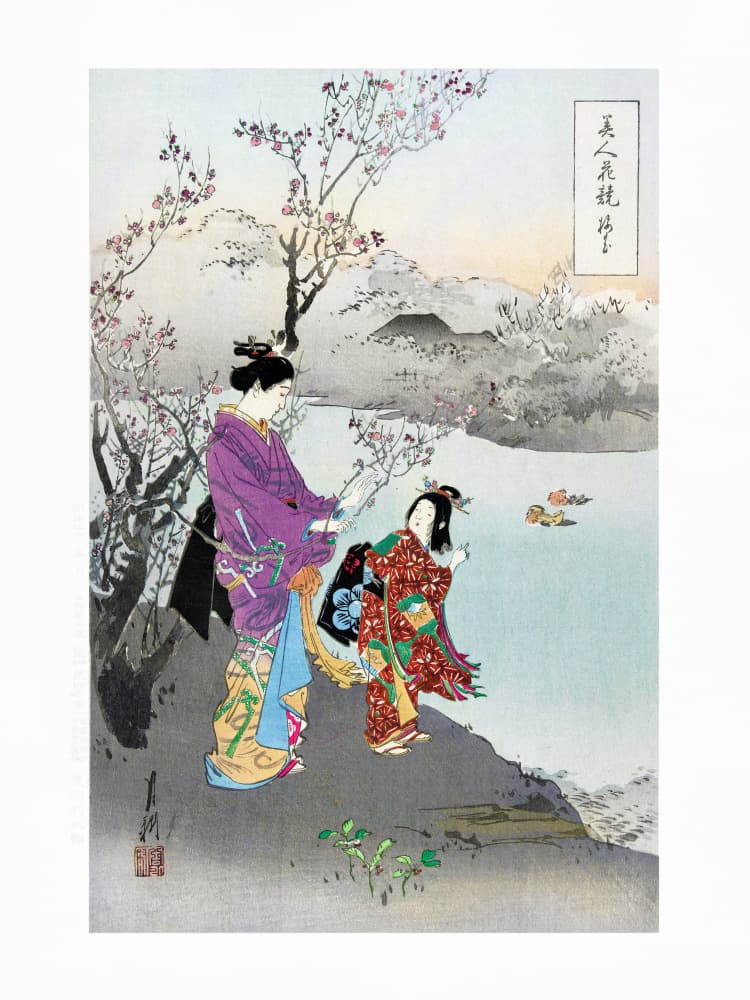 Admiring the Plum Blossom (1887–1896) by Ogata Gekko — canvas wall art