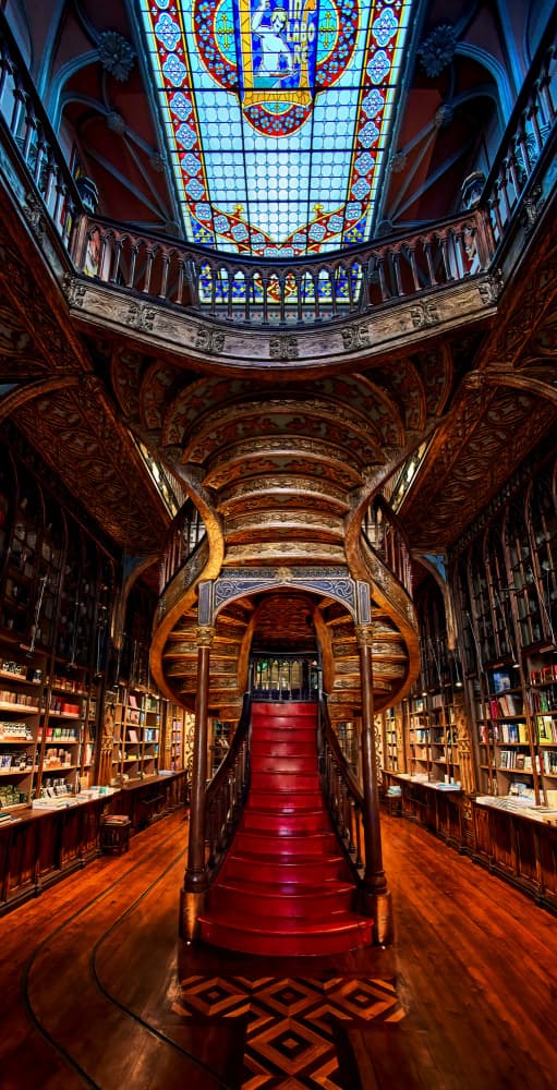 Grand Library Staircase by Javier del Puerto Photography — canvas wall art