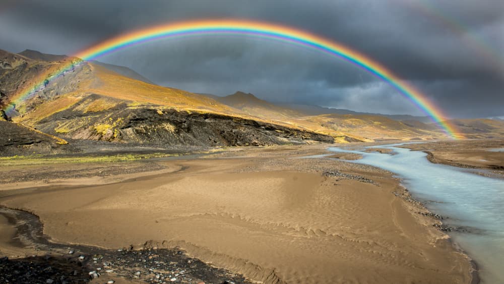 Dramatic River Valley Rainbow by Jean Vandijck — canvas wall art