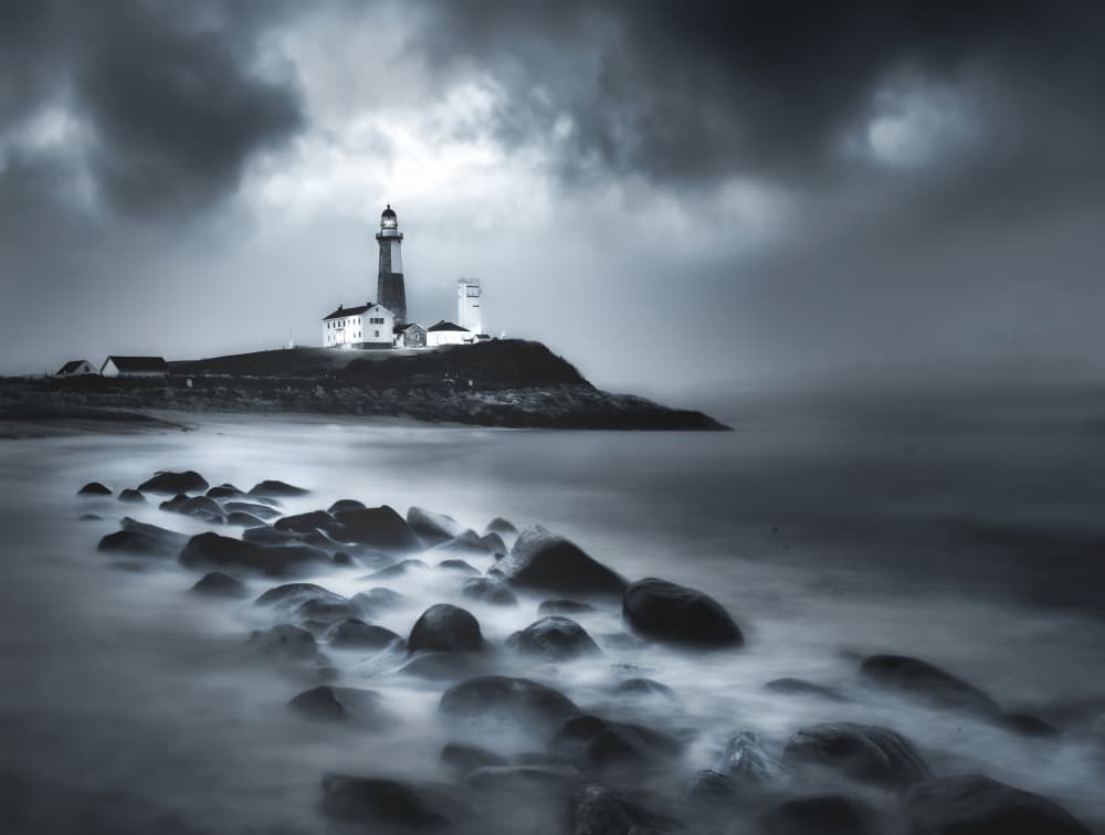 Moody Lighthouse Coast by Catherine Wang — canvas wall art
