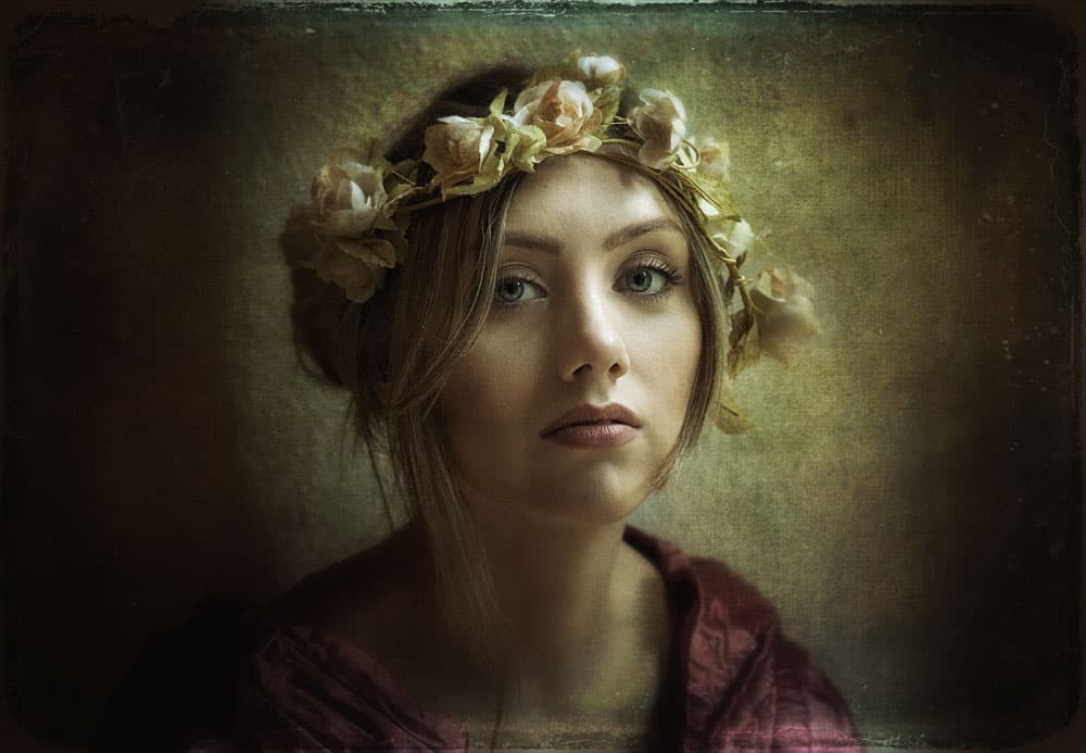Wistful Flower Crown Woman by kenp — canvas wall art