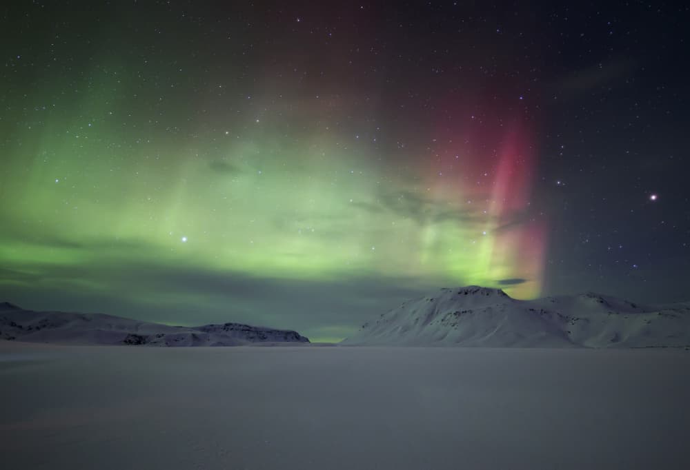 Northern Lights Winter Landscape by Andrea Auf dem Brinke — canvas wall art