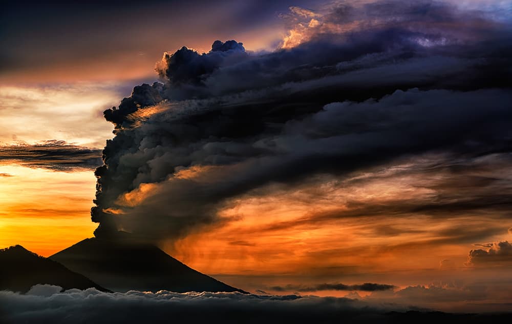 Fiery Volcanic Sunset by Phil Green — canvas wall art