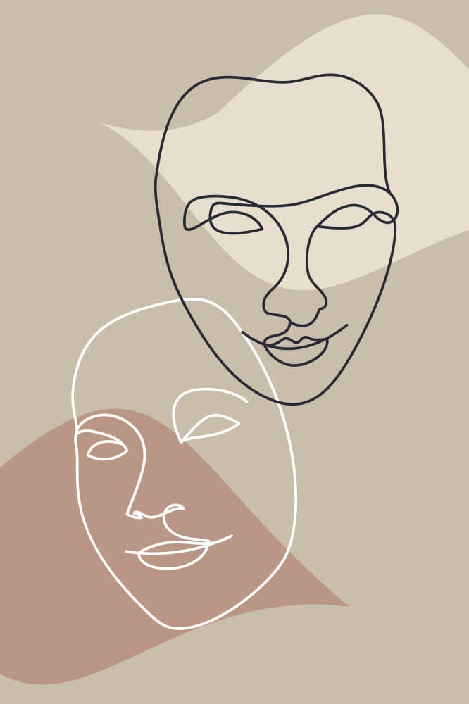 Serene Line Art Faces by Anna Rose — canvas wall art