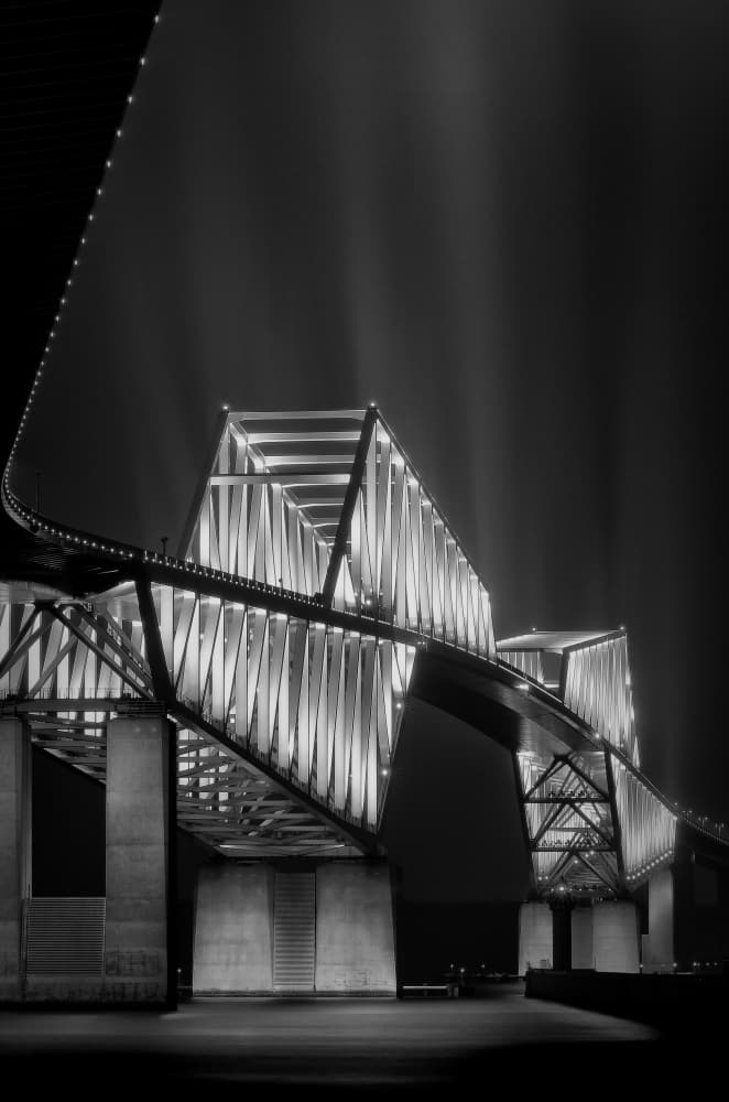 Illuminated Modern Bridge by Shigeharu — canvas wall art