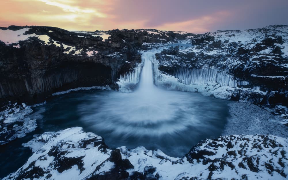 Frozen Basalt Waterfall by YANGYING — canvas wall art