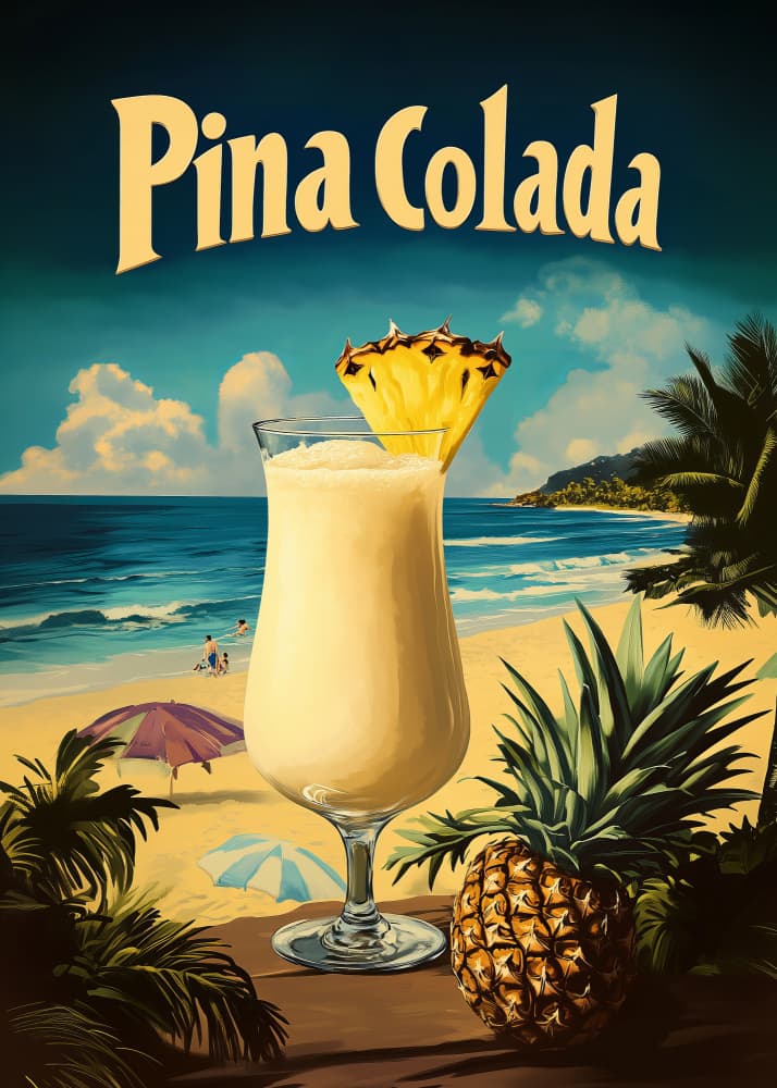 Retro Pina Colada Beach by Andreas Magnusson — canvas wall art