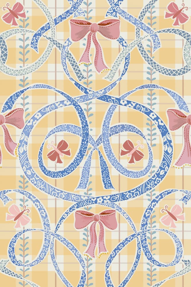 Sweet Plaid Bows by Annick — canvas wall art