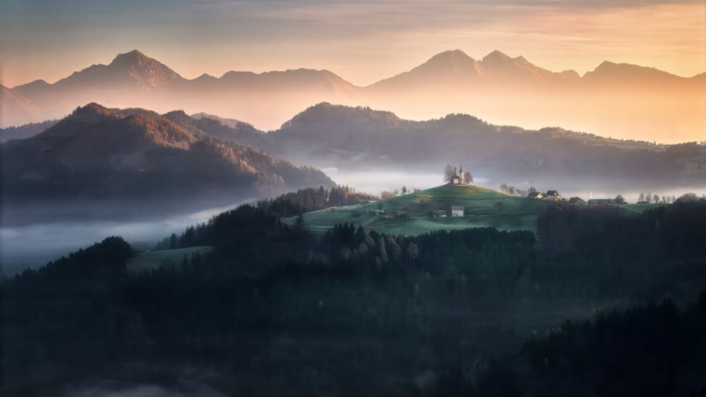 Misty Mountain Church by Ricardo Gayan — canvas wall art