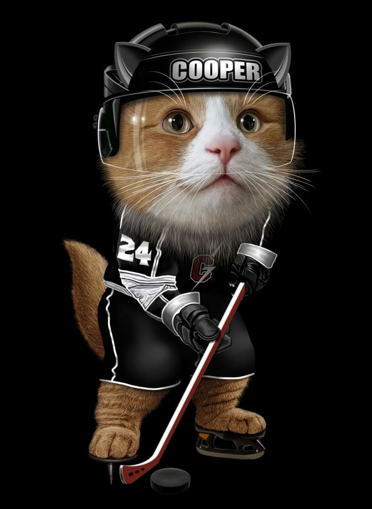 Hockey Cat Player by Adam Lawless — canvas wall art