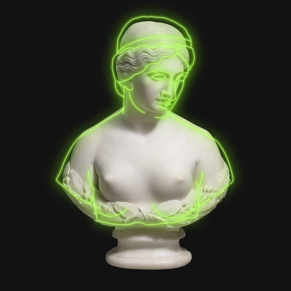 Neon Classical Bust by Marja van den Hurk — canvas wall art