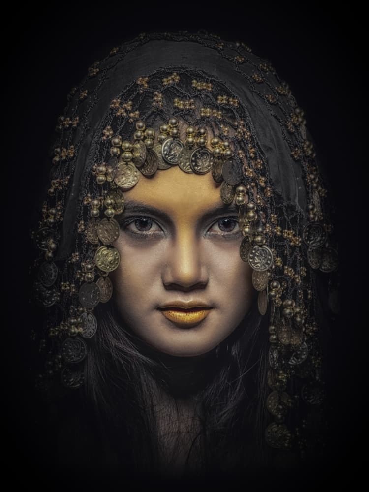 Golden Gaze Portrait by Faldhy Boer — canvas wall art