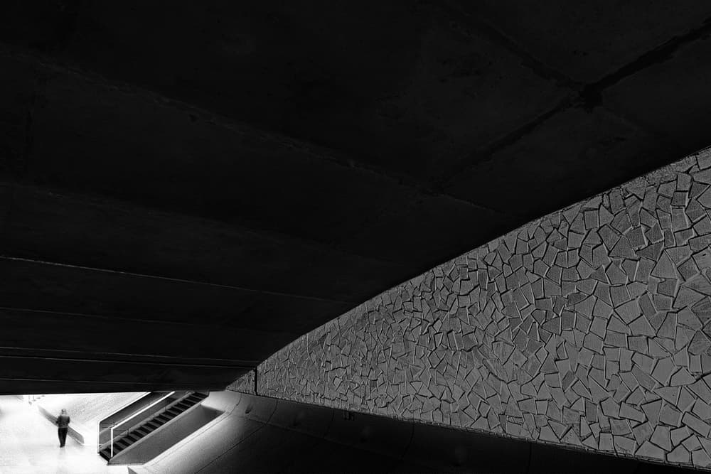 Monochrome Urban Passage by Paulo Abrantes — canvas wall art