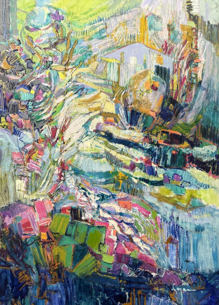 Colorful Abstract Village by Dorothy Fagan — canvas wall art