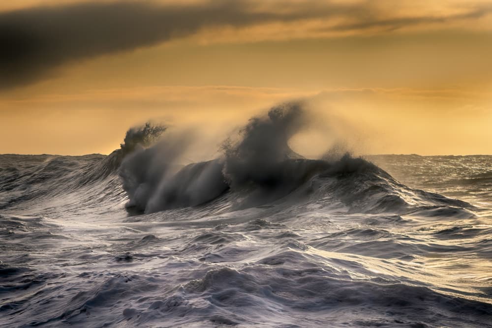 Crashing Golden Waves by Paolo Bolla — canvas wall art