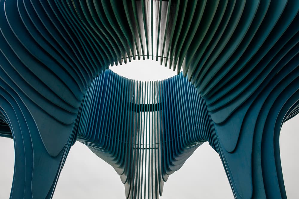 Abstract Blue Curves by Shin Woo Ryu — canvas wall art