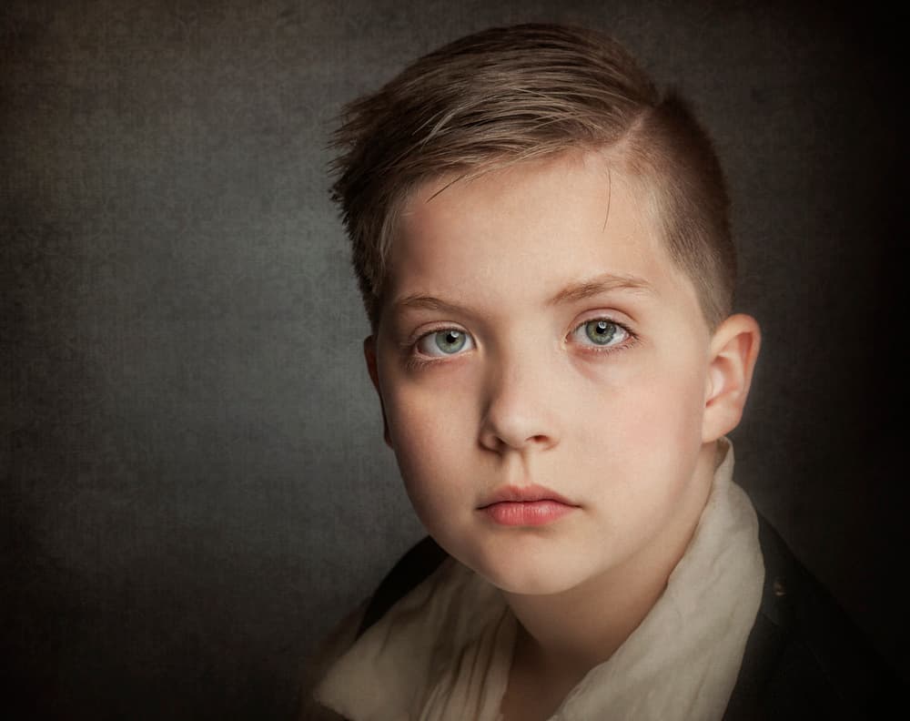 Compelling Young Boy by Monika Vanhercke — canvas wall art