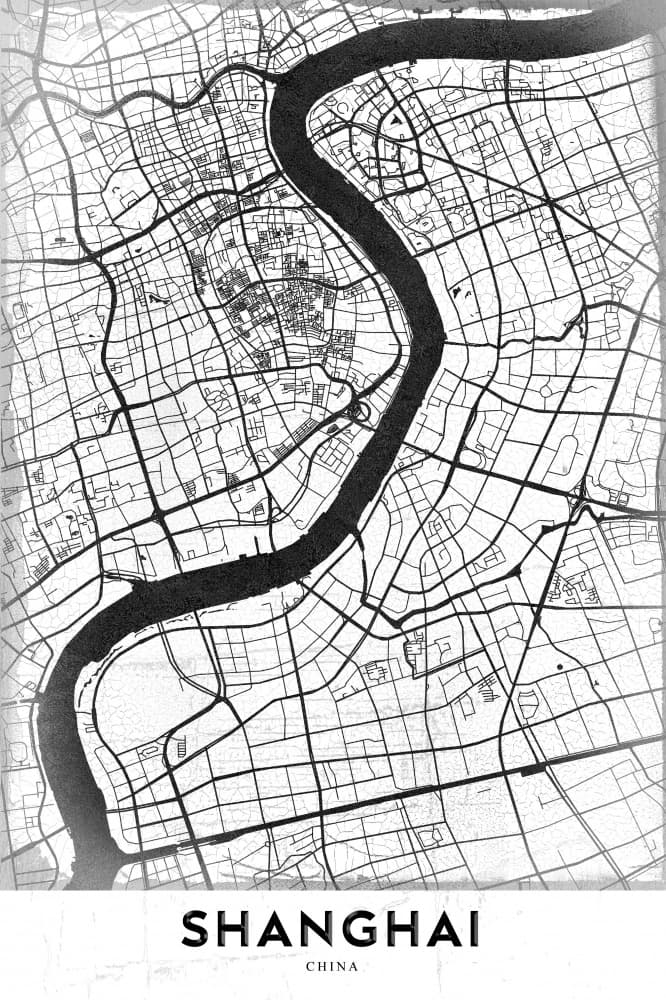 Shanghai City Map by StudioSix — canvas wall art
