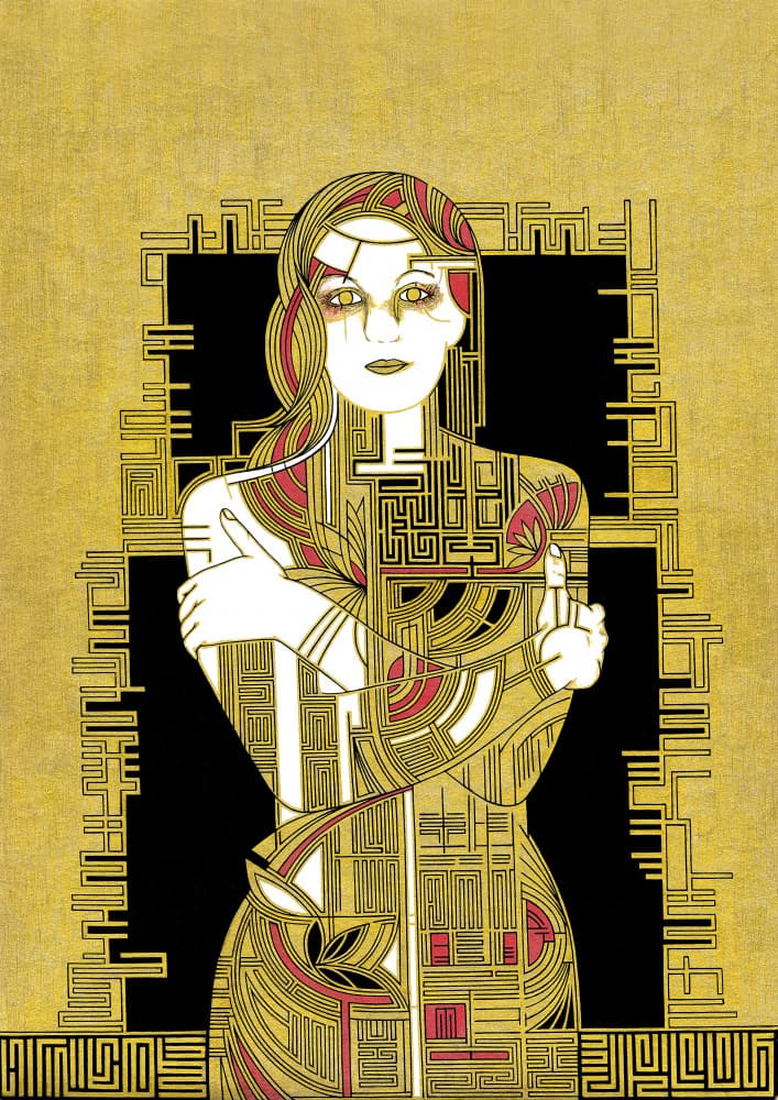 Golden Maze Woman by Iona Gilburt — canvas wall art