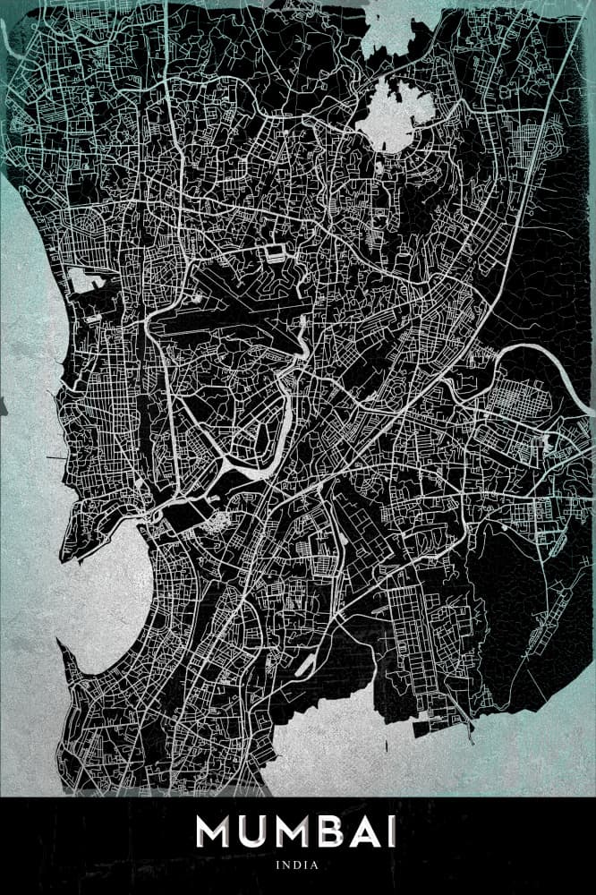 Mumbai India Map by StudioSix — canvas wall art