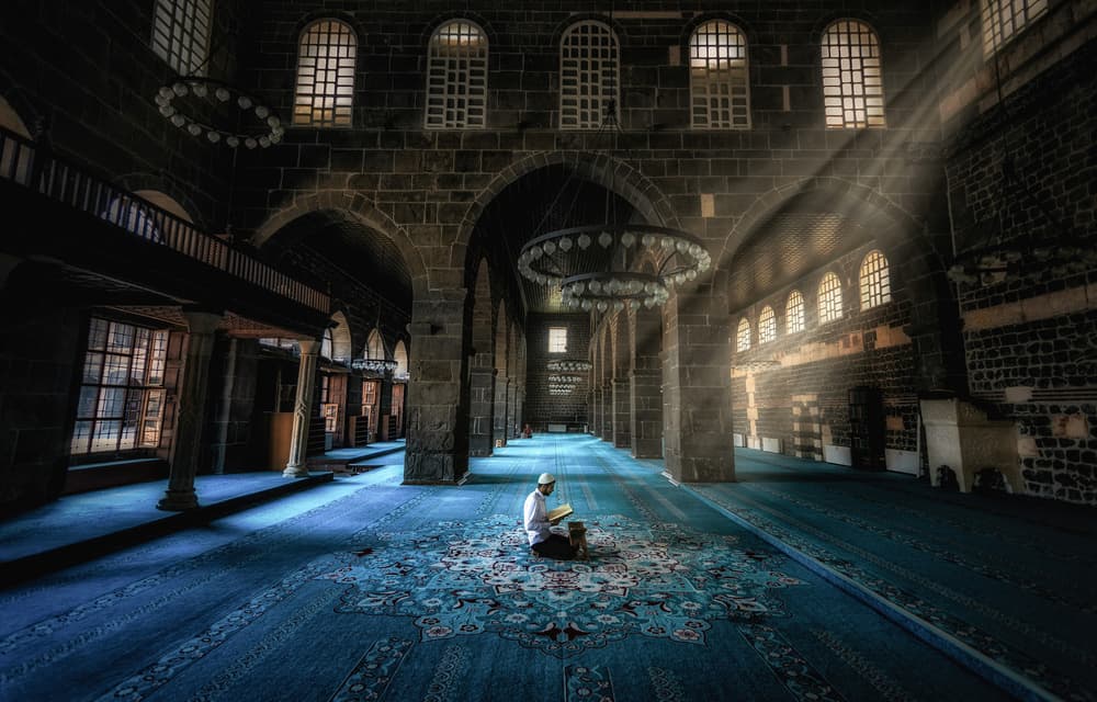 Spiritual Light in Mosque by Babak Mehrafshar — canvas wall art