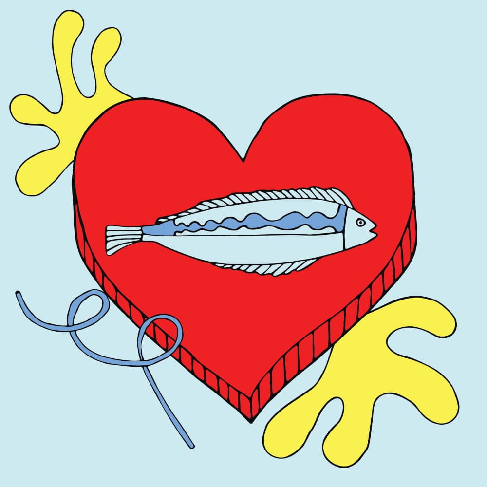Playful Fish Heart by Irene Demetri — canvas wall art