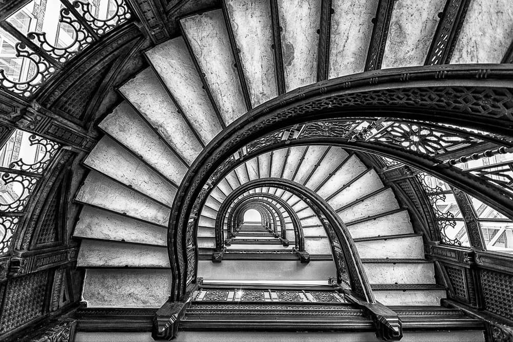 Ornate Spiral Staircase by Yimei Sun — canvas wall art