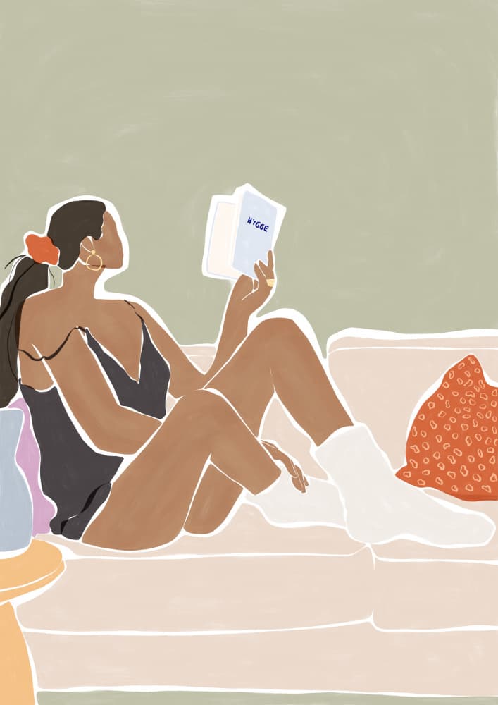 Hygge Home Reading by Ivy Green Illustrations — canvas wall art