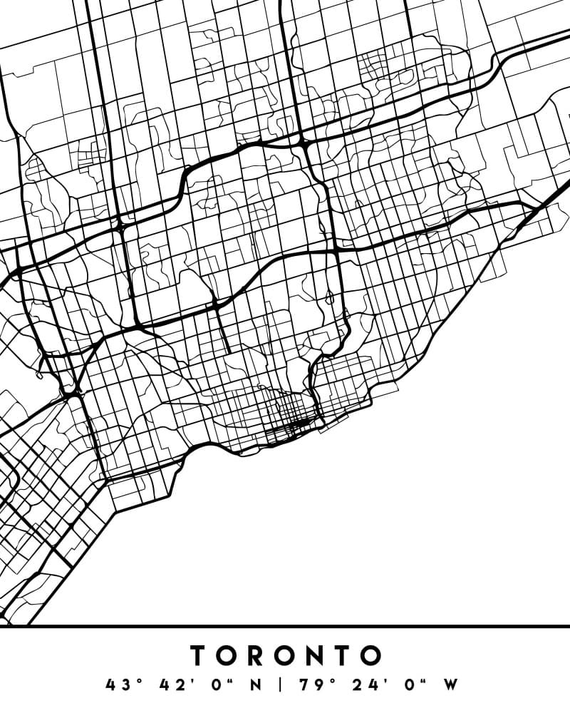 Toronto City Map by Emiliano Deificus — canvas wall art