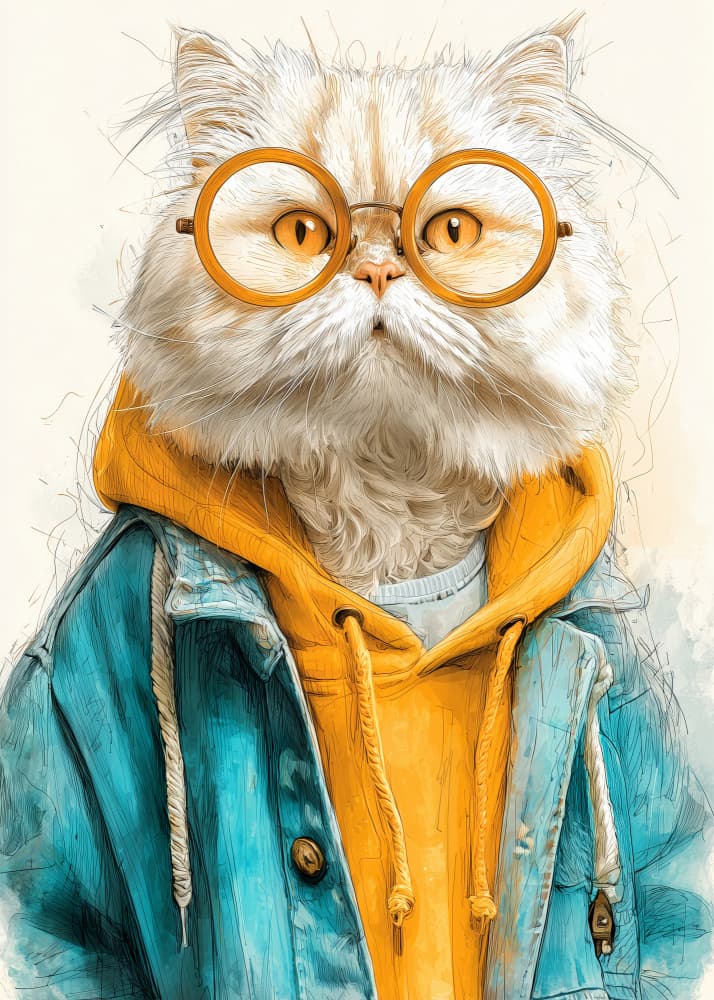 Cool Cat in Glasses by Justyna Jaszke — canvas wall art
