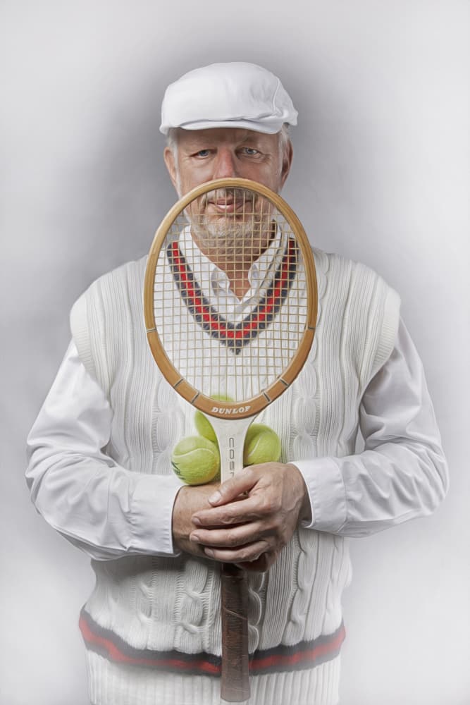 Vintage Tennis Player by Carola Kayen-Mouthaan — canvas wall art