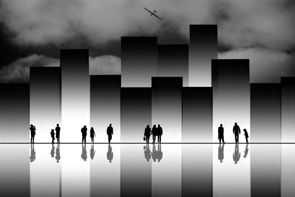 Modern City Reflections by Natalia — canvas wall art