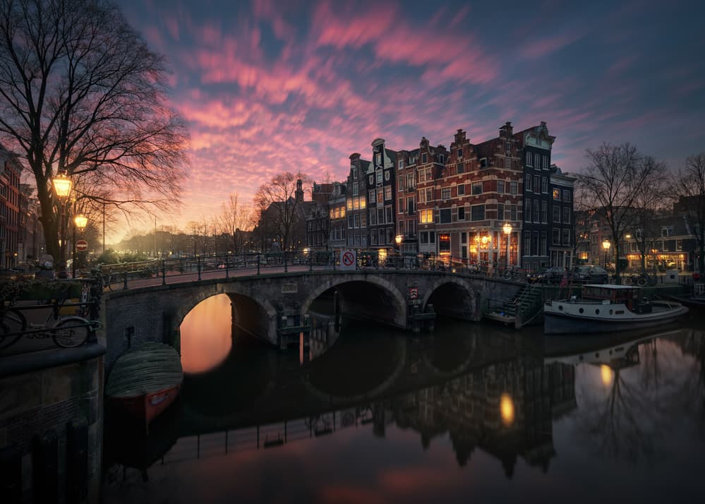Twilight Over Amsterdam by Juan Pablo de Miguel — canvas wall art