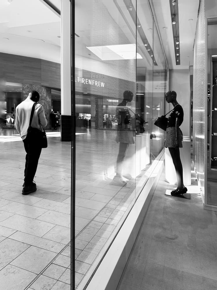 Shopping Mall Reflection by Yanyan Gong — canvas wall art