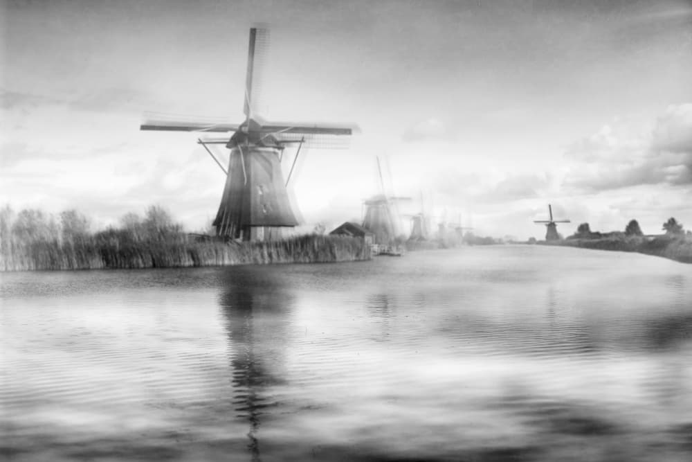 Dreamy Dutch Windmills by Roswitha Schleicher-Schwarz — canvas wall art