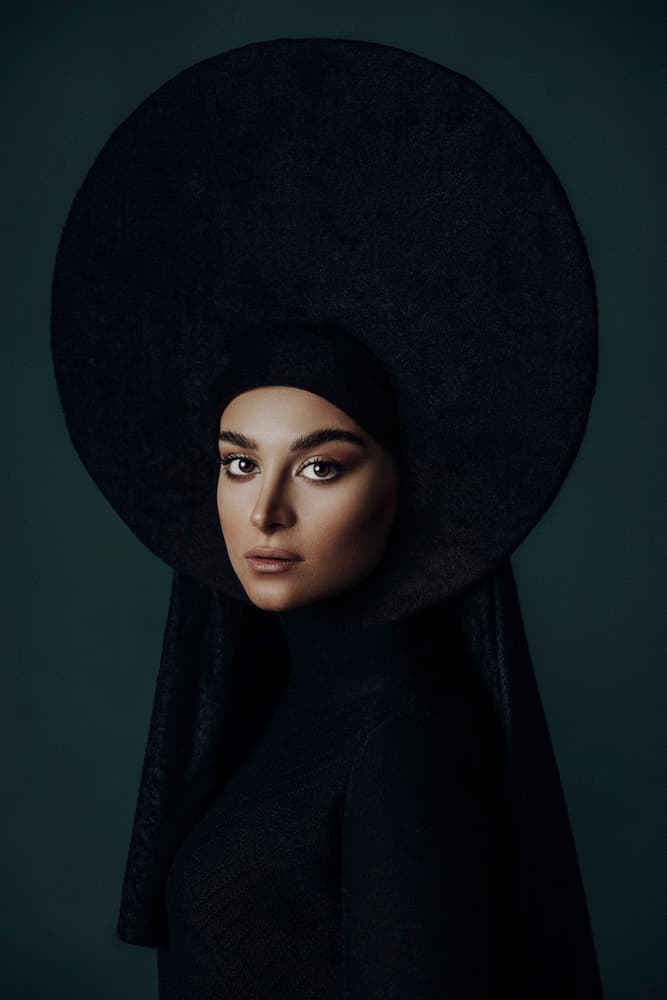 Elegant Woman Black Hat by Amin Hamidnezhad — canvas wall art