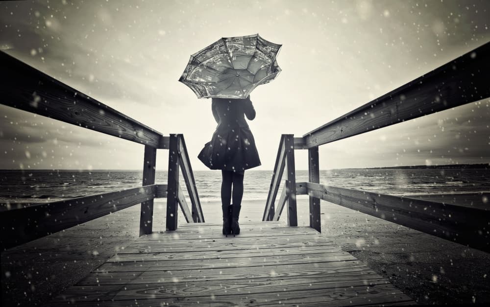 Rainy Day Beach Walk by Carmit Rozenzvig — canvas wall art