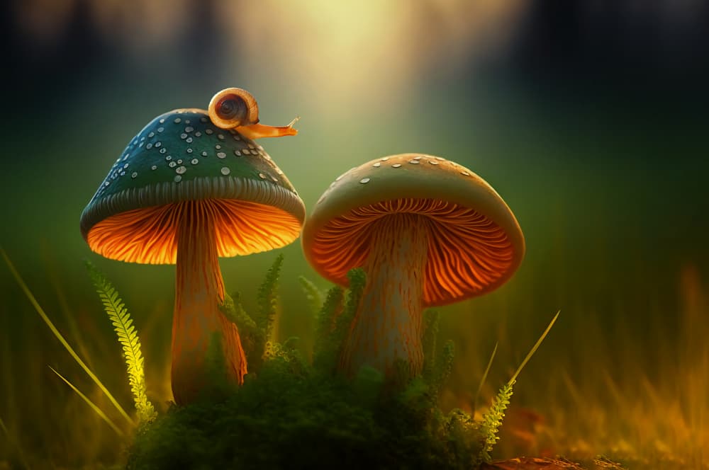 Snail's Mushroom Glow by Edy Pamungkas — canvas wall art