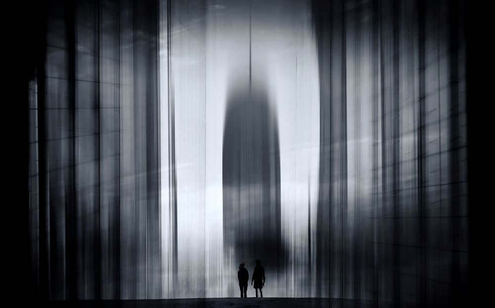 Two Figures Urban Abstract by Anita Underwood Photography — canvas wall art