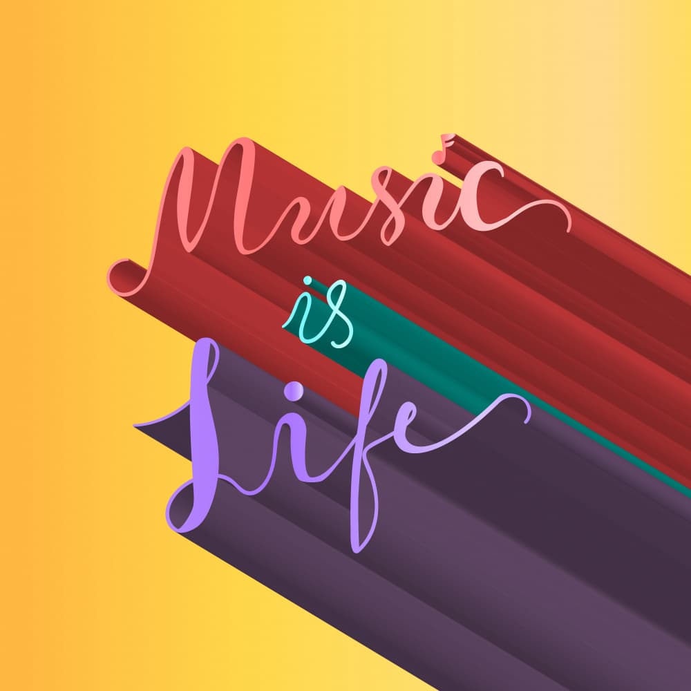 Music Is Life Typography by Marika Barsrsind — canvas wall art